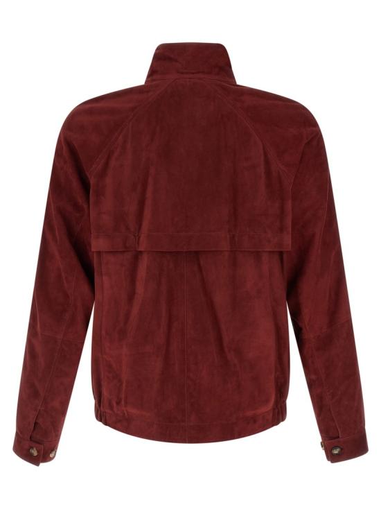 26SS 브루넬로 쿠치넬리 스탠드 칼라 스웨이드 블루종 MPCFN2065C8524 Red - BRUNELLO CUCINELLI