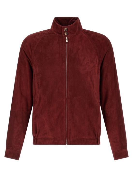 26SS 브루넬로 쿠치넬리 스탠드 칼라 스웨이드 블루종 MPCFN2065C8524 Red