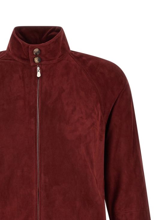 26SS 브루넬로 쿠치넬리 스탠드 칼라 스웨이드 블루종 MPCFN2065C8524 Red - BRUNELLO CUCINELLI