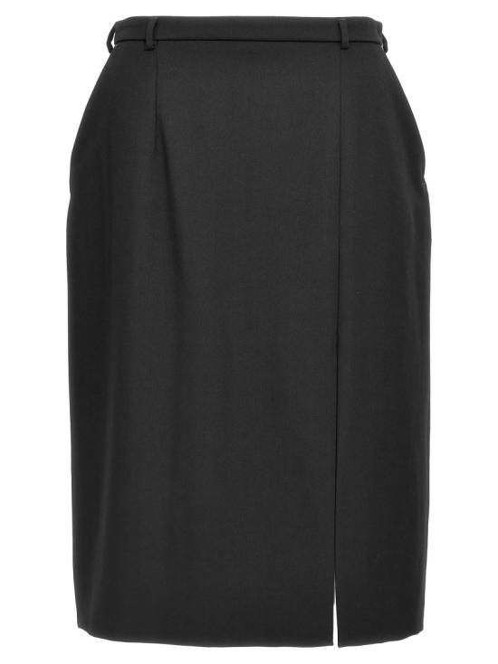 25FW 돌체앤가바나 슬릿 카프 랭스 울 개버딘 스커트 F4CXHTFU28JN0000 Black