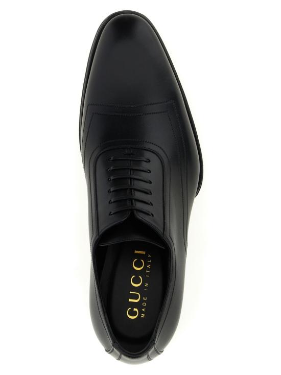 26SS 구찌 슬릭 실루엣 레더 레이스업 슈즈 865172AAGBV1000 Black - GUCCI