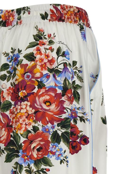 26SS 돌체앤가바나 플라워 부케 프린트 트윌 트라우저 FTDBNTIS11IHA5ZO White - DOLCE & GABBANA