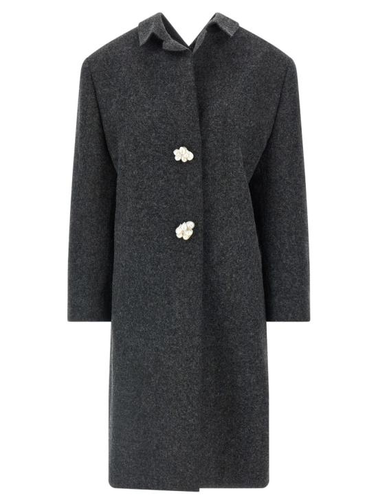 26FW 프라다 보석 버튼 장식의 셰틀랜드 울 코트 P674SYSOOO18OYF0480 Black