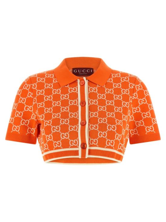 26SS 구찌 / 여성 GG 코튼 자카드 크롭 가디건 856263XKE0M6027 Orange BPG