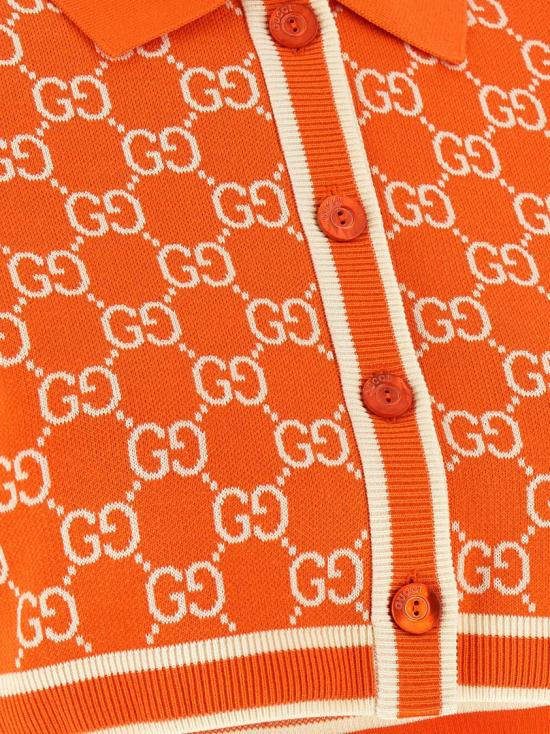 26SS 구찌 / 여성 GG 코튼 자카드 크롭 가디건 856263XKE0M6027 Orange BPG - GUCCI