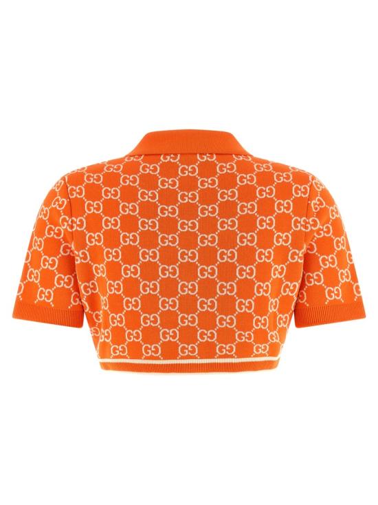 26SS 구찌 / 여성 GG 코튼 자카드 크롭 가디건 856263XKE0M6027 Orange BPG - GUCCI