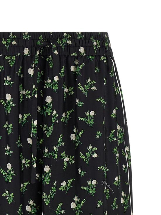 26SS 돌체앤가바나 로지&릴리 오브 베일리 프린트 트윌 배니티 트라우저 FTDKTTIS13GHX6CB Black - DOLCE & GABBANA