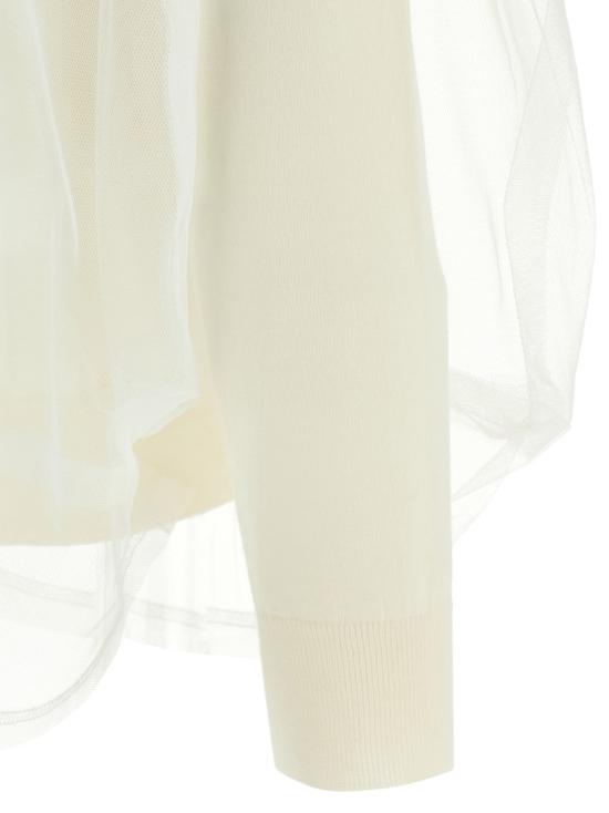 25SS 꼼데가르송 크루넥 멀티레이어 튤 가디건 GOB0191 White - COMME DES GARCONS