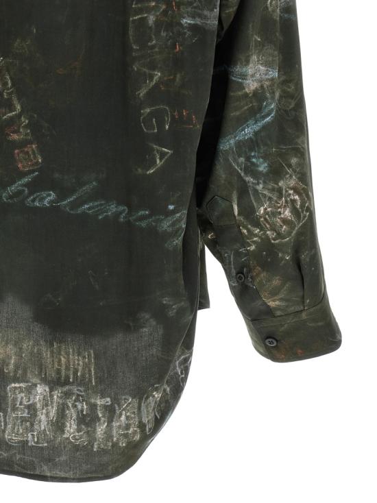 26SS 발렌시아가 워시드 크레용 올오버 롱 슬리브 코쿤 셔츠 857811TTL781055 Black - BALENCIAGA