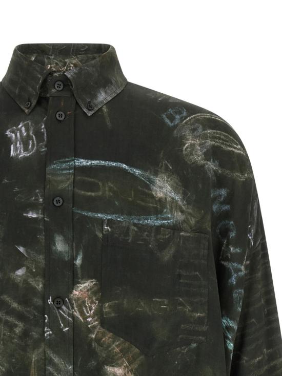 26SS 발렌시아가 워시드 크레용 올오버 롱 슬리브 코쿤 셔츠 857811TTL781055 Black - BALENCIAGA