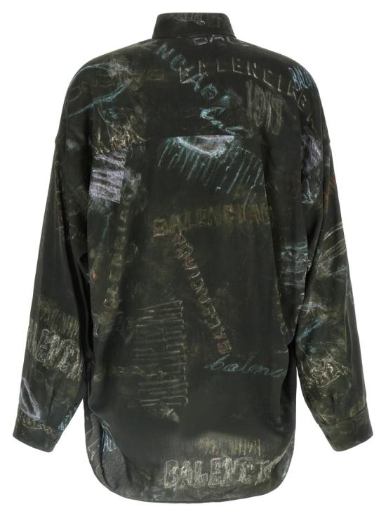 26SS 발렌시아가 워시드 크레용 올오버 롱 슬리브 코쿤 셔츠 857811TTL781055 Black - BALENCIAGA