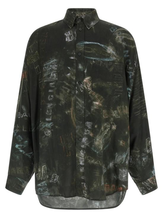 26SS 발렌시아가 워시드 크레용 올오버 롱 슬리브 코쿤 셔츠 857811TTL781055 Black