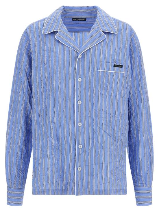 26SS 돌체앤가바나 크링클 스트라이프 패브릭 배니티 셔츠 G5IF1TFBMFSS8053 Blue