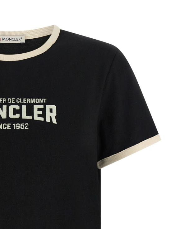 26SS 몽클레어 플록 로고 저지 티셔츠 L10938C0003189AUOP90 Black - MONCLER