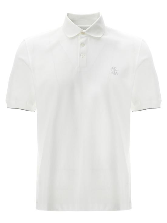 26SS 브루넬로 쿠치넬리 피케 폴로 셔츠 ME8548788CK640 White
