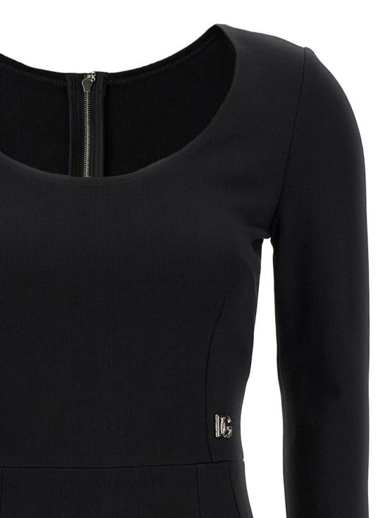 26SS 돌체앤가바나 DG 로고 밀라노 립 카프 랭스 드레스 F6ARMTFUGPNN0000 Black - DOLCE & GABBANA