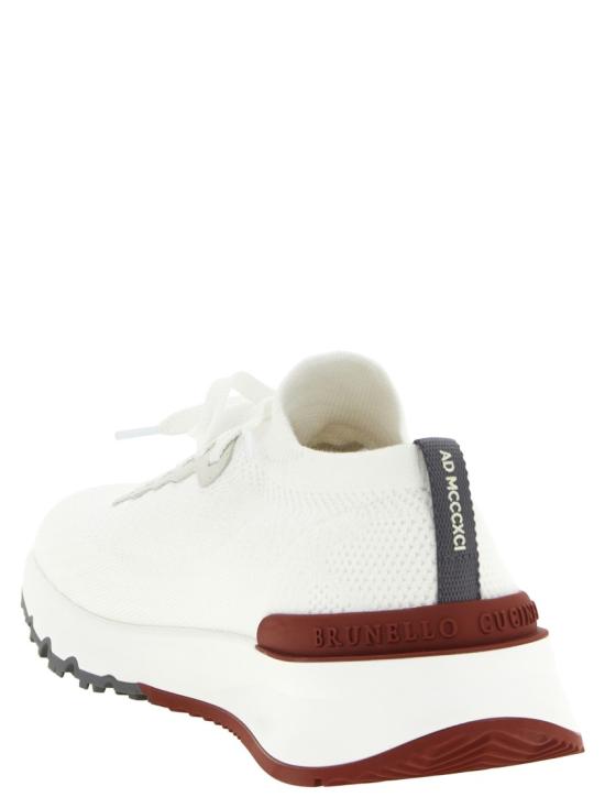 26SS 브루넬로 쿠치넬리 코튼 니트 세미 폴리쉬드 카프스킨 러너 MZUPMBO252CJ987 White - BRUNELLO CUCINELLI