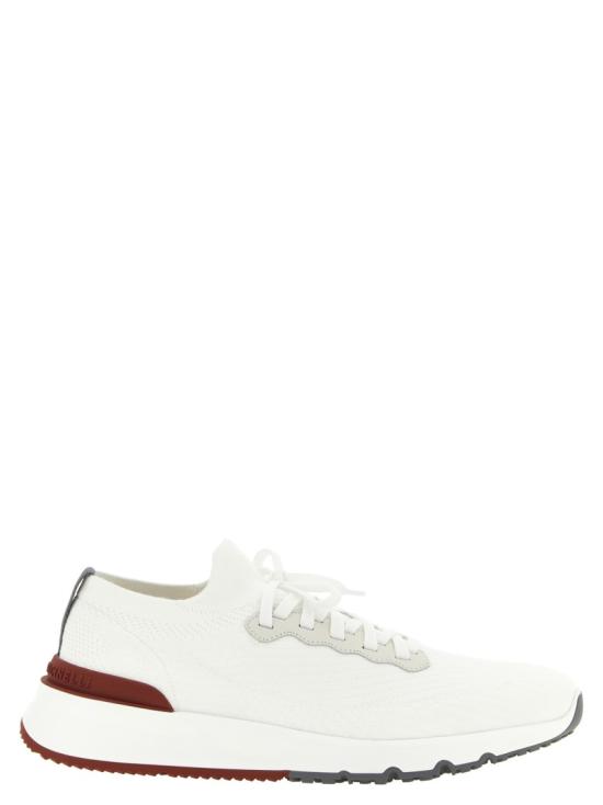 26SS 브루넬로 쿠치넬리 코튼 니트 세미 폴리쉬드 카프스킨 러너 MZUPMBO252CJ987 White