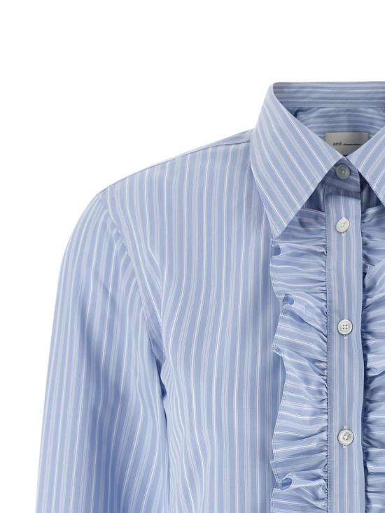 26SS 아미 코튼 롱 슬리브 러플 어드저스티드 셔츠 캐시미어 FSH821CO02194844 Blue - AMI