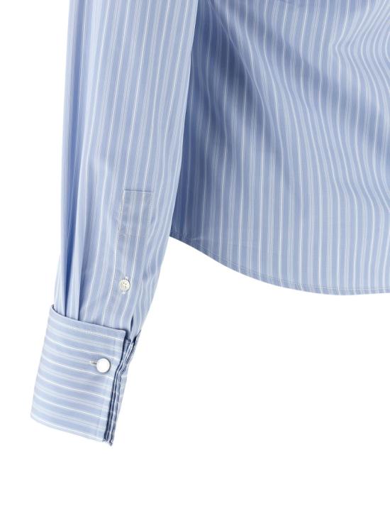 26SS 아미 코튼 롱 슬리브 러플 어드저스티드 셔츠 캐시미어 FSH821CO02194844 Blue - AMI