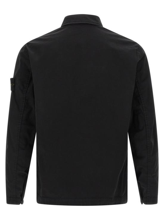 26SS 스톤 아일랜드 스트레치 오가닉 코튼 트윌 레귤러핏 컨실드 집 오버셔츠 L1S151200013S0A10V0029 Black - STONE ISLAND