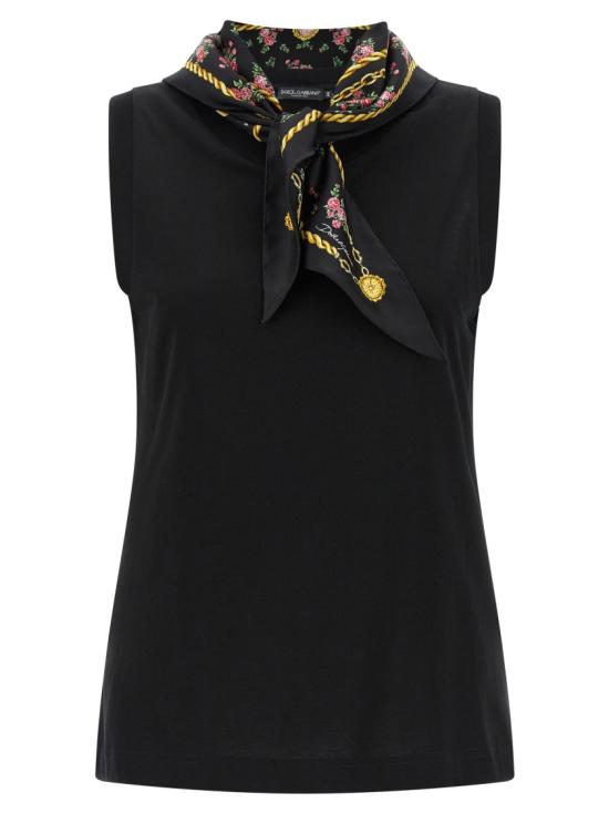 26SS 돌체앤가바나 스카프 저지 티셔츠 F8W29ZGDDO7N0000 Black