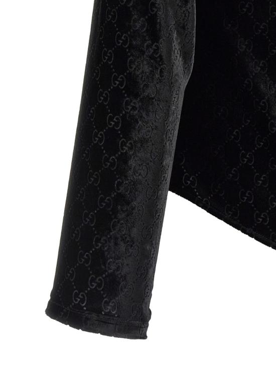 26SS 구찌 스트레치 GG 벨벳 데보레 셔츠 860674ZAUS41000 Black - GUCCI