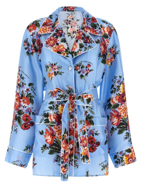 26SS 돌체앤가바나 플라워 부케 프린트 트윌 셔츠 F5Q03TIS11IHC5ZO Blue