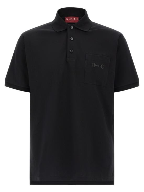 26SS 구찌 자수 코튼 피케 폴로 셔츠 854796XJHQP1043 Black