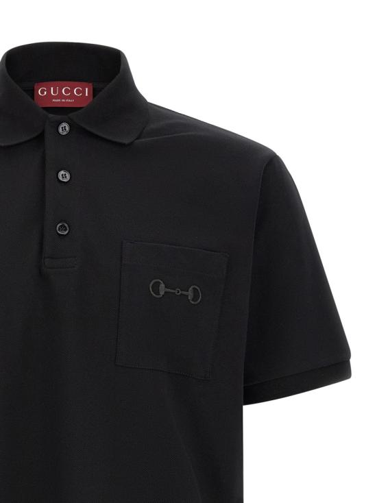 26SS 구찌 자수 코튼 피케 폴로 셔츠 854796XJHQP1043 Black - GUCCI