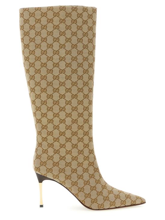 26SS 구찌 GG 캔버스 밤쉘 부츠 865623FAFWD9611 Brown