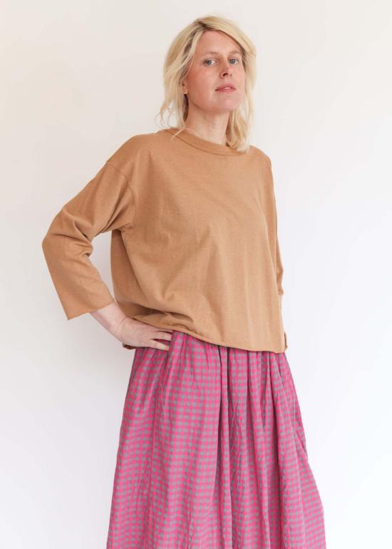  이치 앤티퀴트 긴팔 티셔츠 Ichi Antiquites 염색되지 않은 풀오버 카멜