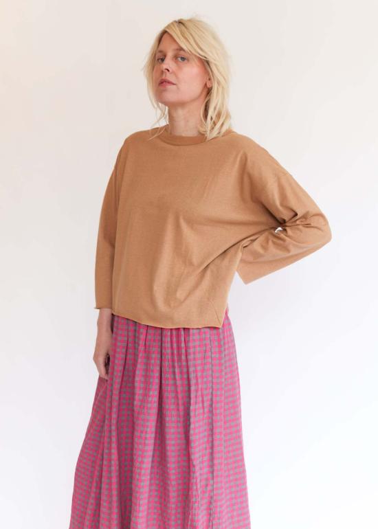  이치 앤티퀴트 긴팔 티셔츠 Ichi Antiquites 염색되지 않은 풀오버 카멜 - ICHI ANTIQUITES