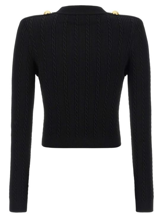 26FW 발망 리브드 앤 브레이디드 가디건 FF1KL245KI500PA Black - BALMAIN