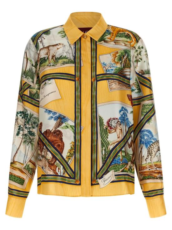 26SS 구찌 프린트 실크 트윌 셔츠 856090ZAUK67313 Brown