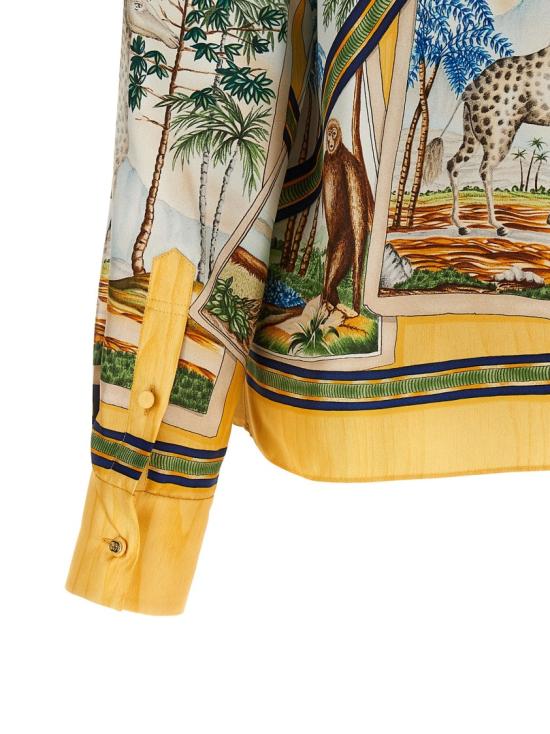 26SS 구찌 프린트 실크 트윌 셔츠 856090ZAUK67313 Brown - GUCCI