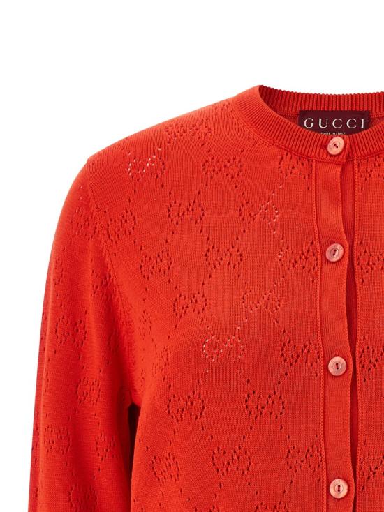26SS 구찌 GG 포인텔 코튼 실크 가디건 856202XKFCO5741 Red - GUCCI