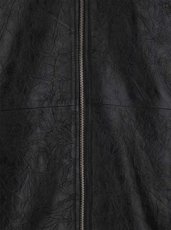  선플라워 가죽 자켓 재킷 6046, 클래식 칼라 및 주름 효과 블랙 - SUNFLOWER