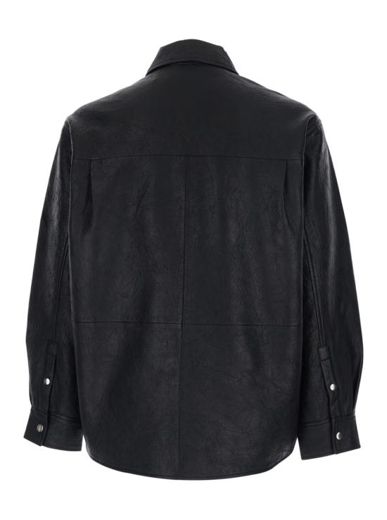  선플라워 가죽 자켓 재킷 6046, 클래식 칼라 및 주름 효과 블랙 - SUNFLOWER