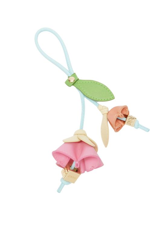  가니 키링 플라워 재활용 가죽 가방 참 핑크 & 퍼플