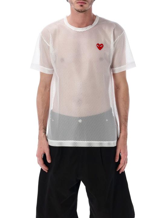  꼼데가르송 탑 플레이 메쉬 티셔츠 (빨간 하트 포함)