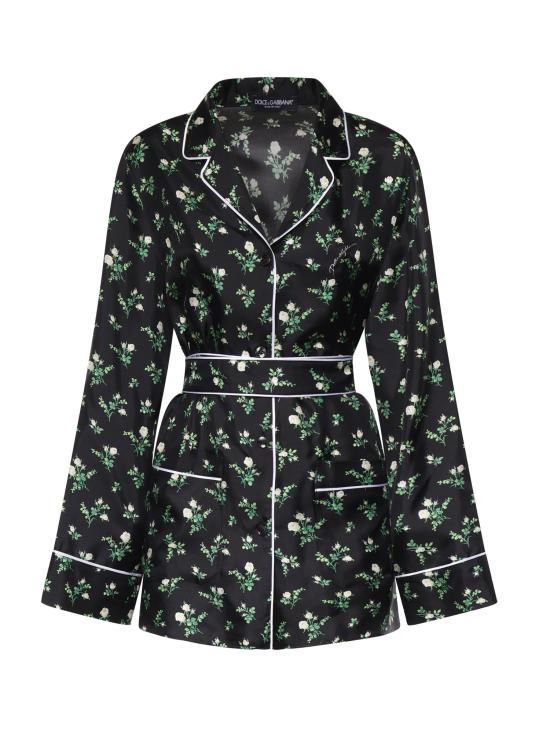 26SS 돌체앤가바나 로즈 앤 릴리 오브 더 베일리 프린트 트윌 셔츠 F5I89T IS13GHX6CB BLACK