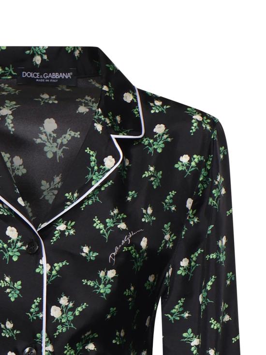 26SS 돌체앤가바나 로즈 앤 릴리 오브 더 베일리 프린트 트윌 셔츠 F5I89T IS13GHX6CB BLACK - DOLCE & GABBANA