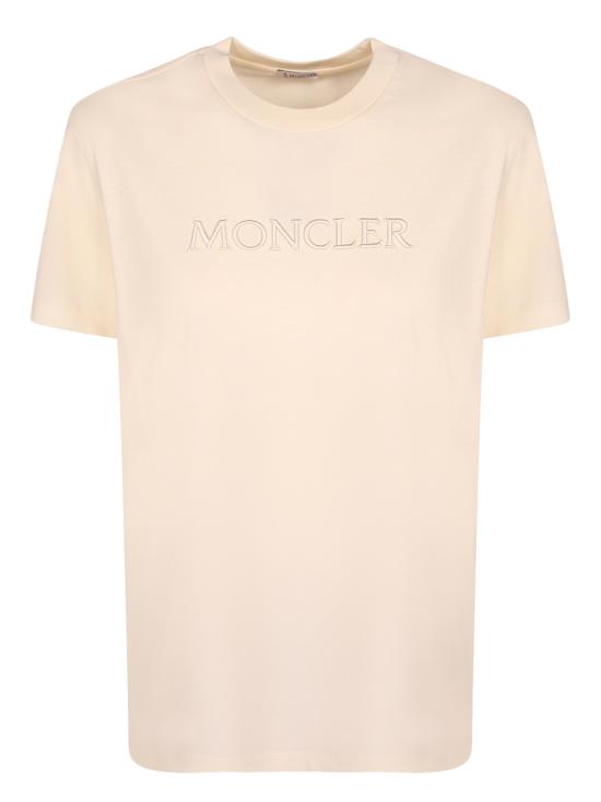 26SS 몽클레어 자수 토널 로고 코튼 티셔츠 8C00021 89AUO 037 Beige