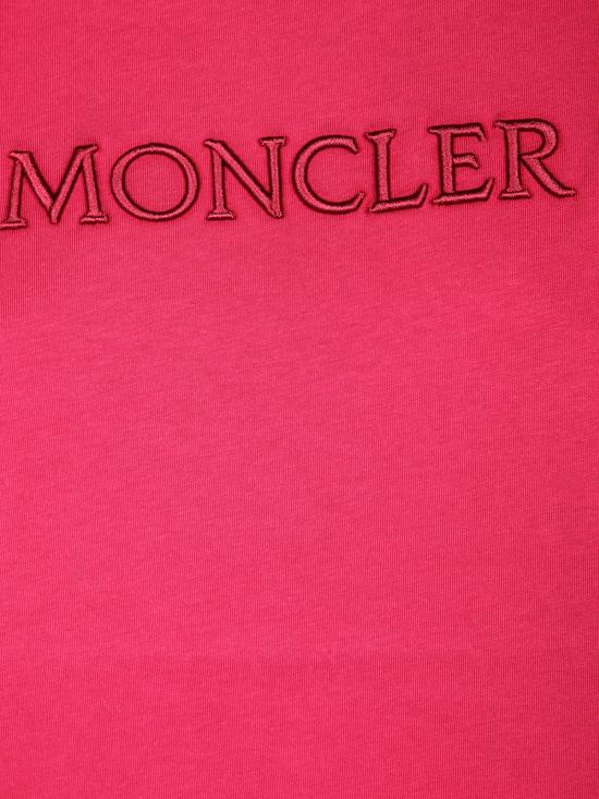 26SS 몽클레어 자수 토널 로고 코튼 티셔츠 8C00021 89AUO 438 Red - MONCLER