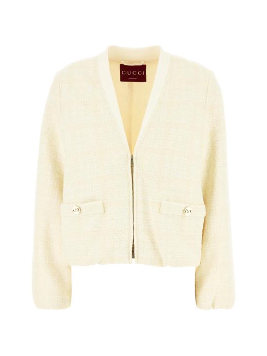 26SS 구찌 체크 코튼 트위드 재킷 851888 ZAUB69777 Beige white