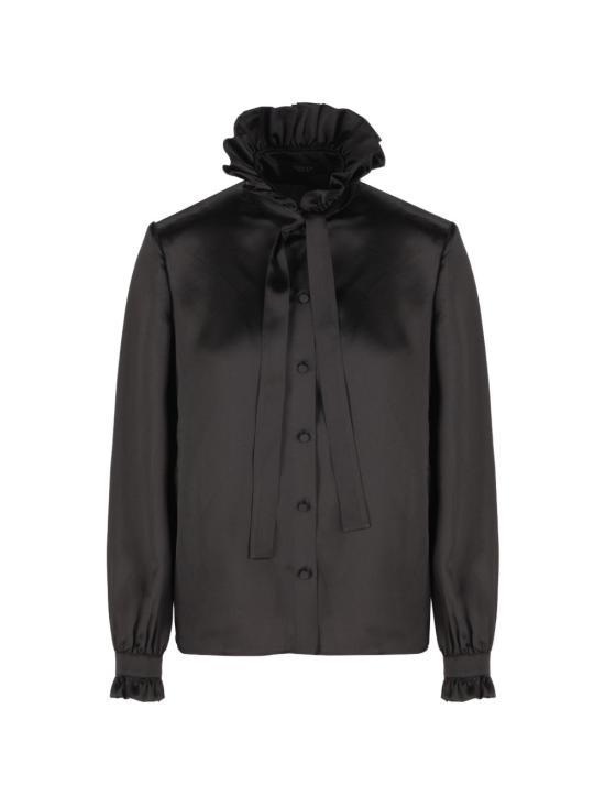 26SS 구찌 보우 실크 새틴 셔츠 860509 ZHS191000 Black