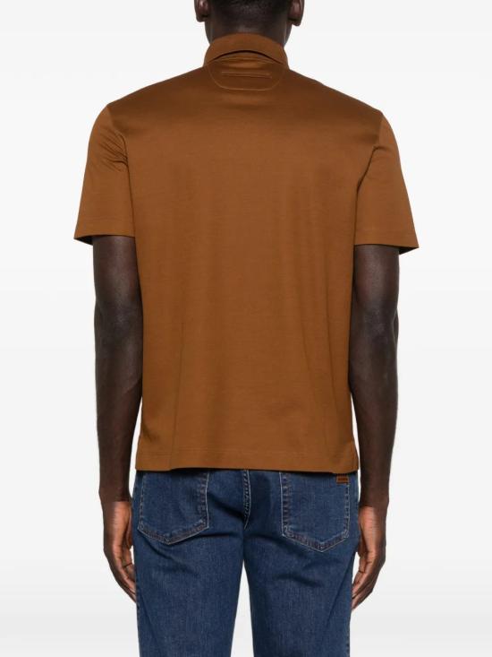26SS 에르메네질도제냐 폴로 티셔츠 UH348A3H794 N05 Marrone - ERMENEGILDO ZEGNA