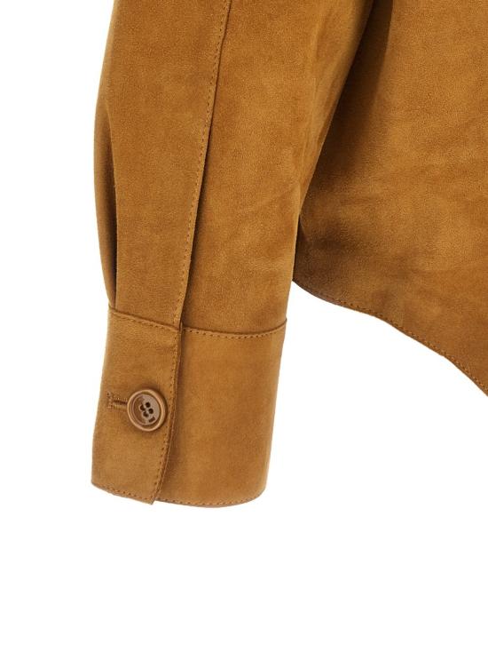 26SS 아미 고트 레더 버튼 오버셔츠 USH826LH0059236 Brown - AMI