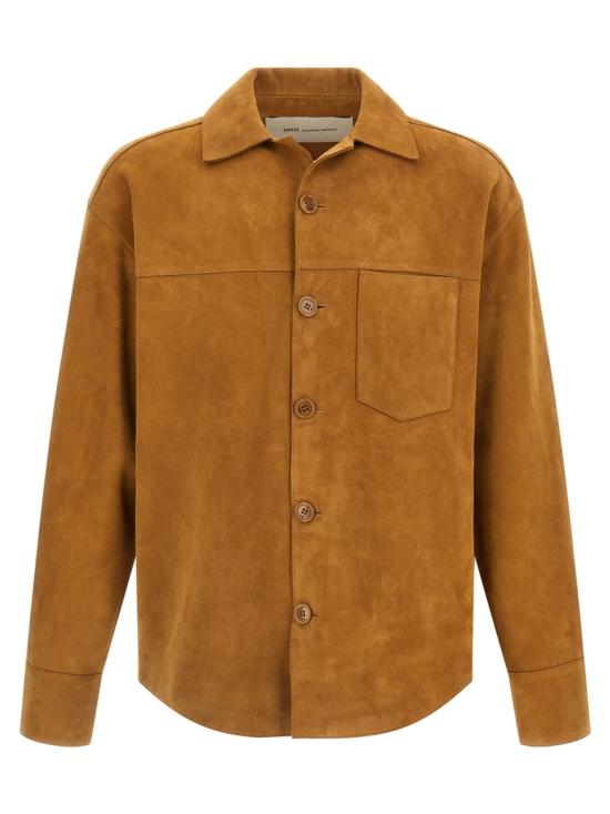 26SS 아미 고트 레더 버튼 오버셔츠 USH826LH0059236 Brown